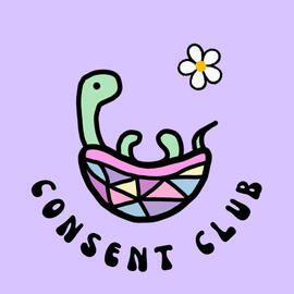 Consent Club logo of a turtle lying on it's shell.